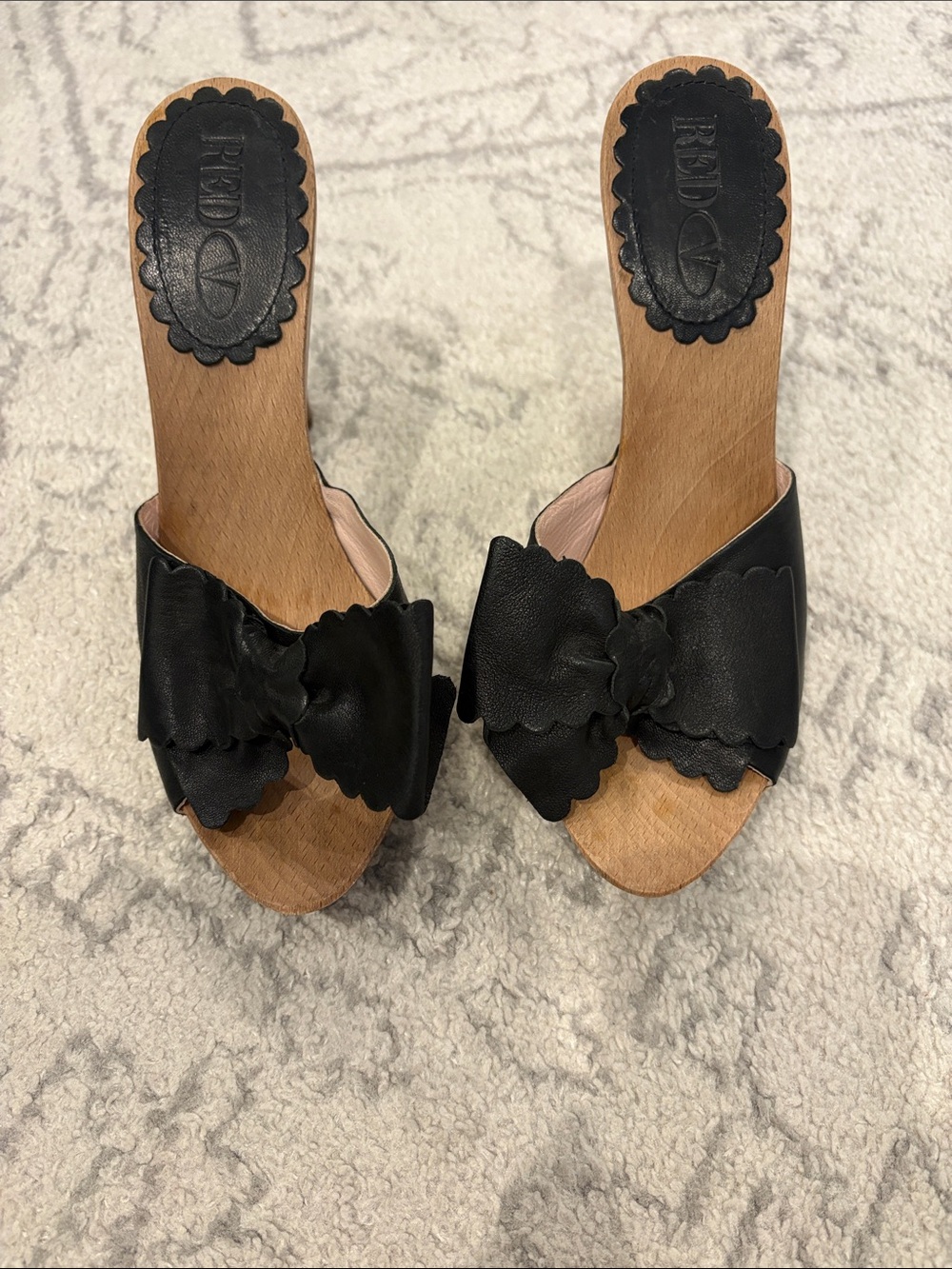 RED Valentino leather wood studded mules, women’s size 37